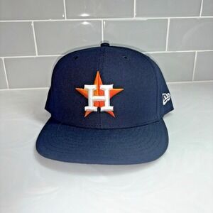Houston Astros Hat Cap Fitted Mens 7 3/4 MLB Baseball New Era 59Fifty Navy Blue
